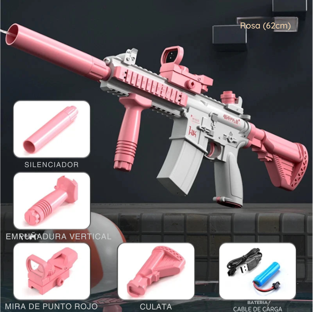 Accesorios pistola color rosa